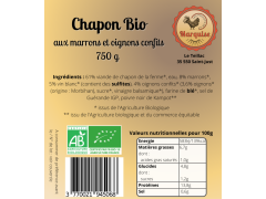 Chapon aux marrons et oignons confits
